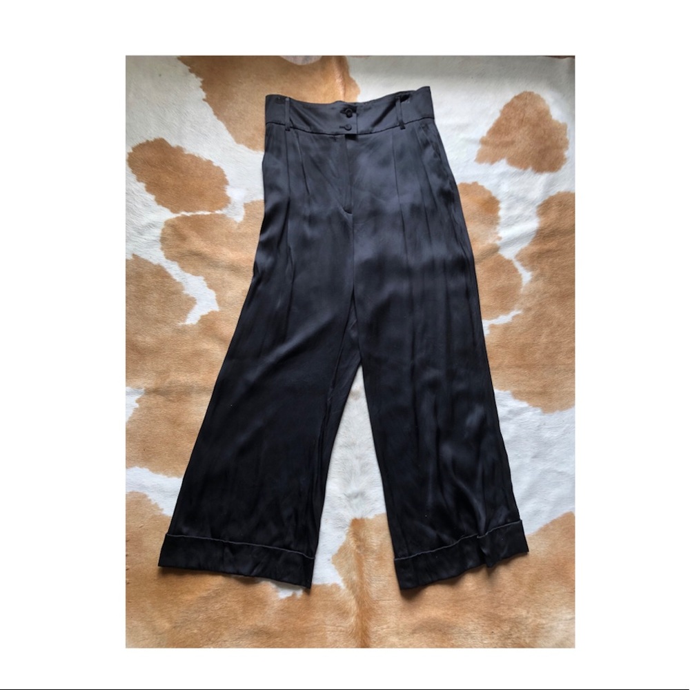 ESCADA satin high waist black slacks euro sz 40